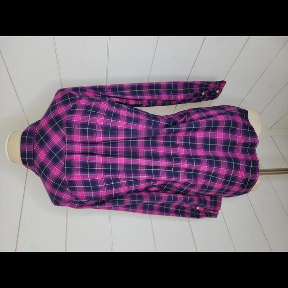 J Crew XS pink & blue plaid pullover flannel shirt - Picture 2 of 5